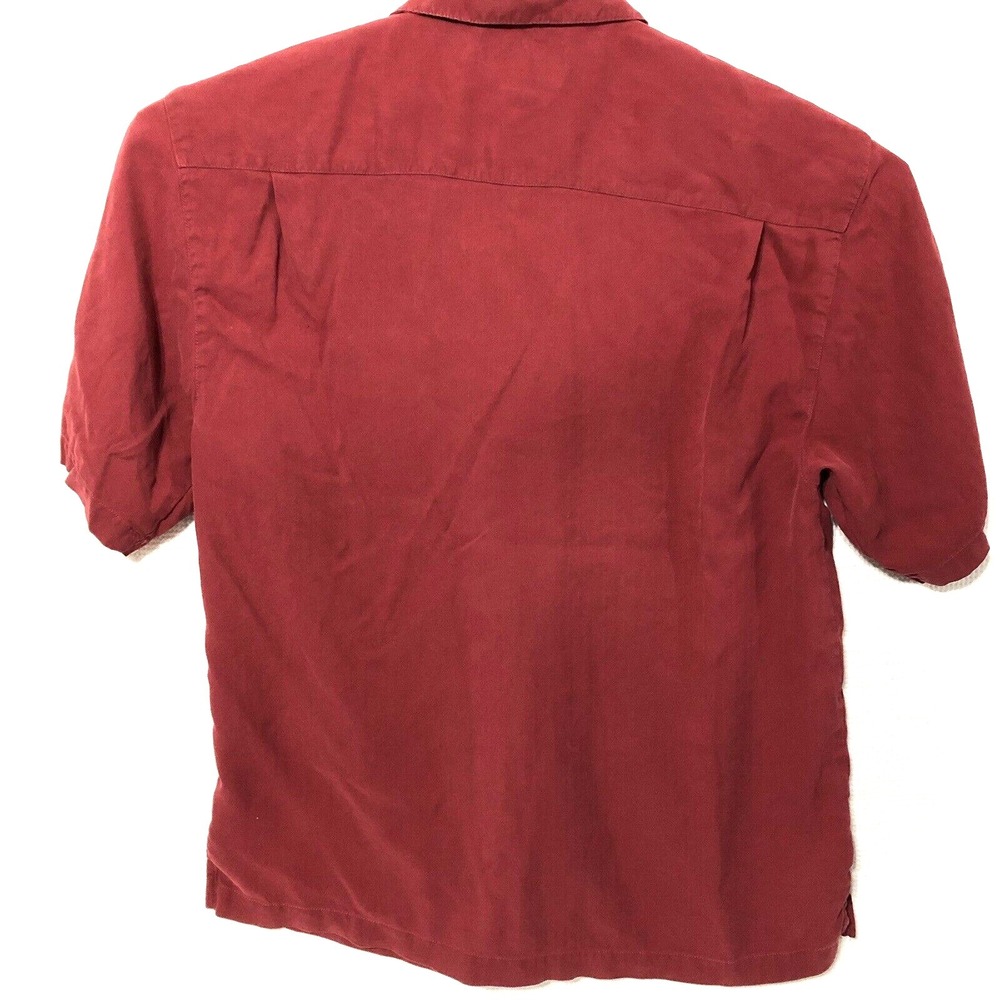 Seven Palm Silk Button Shirt Mens L Red Hawaiian cut Short sleeve - Picture 2 of 8